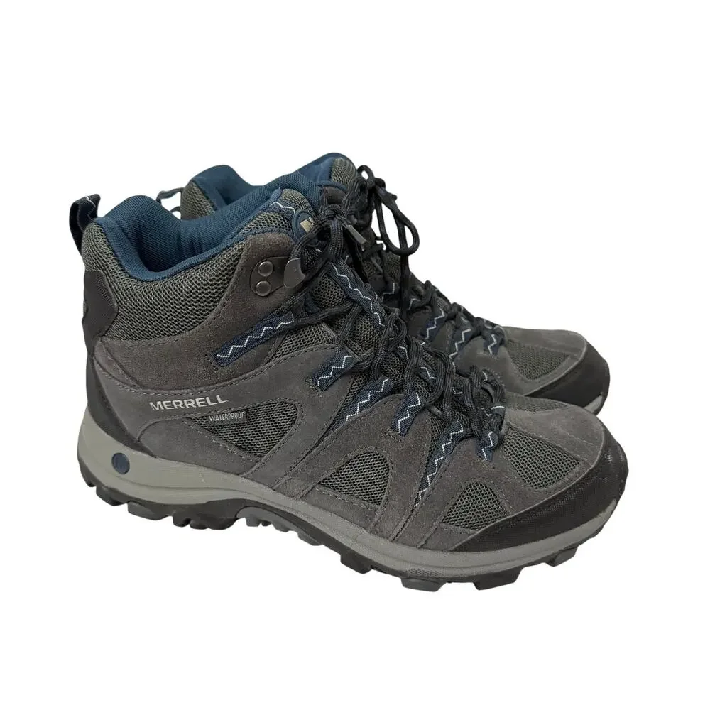 Merrell Boots Mens Size 9 Waterproof Hiking Castle Rock Dark Denim